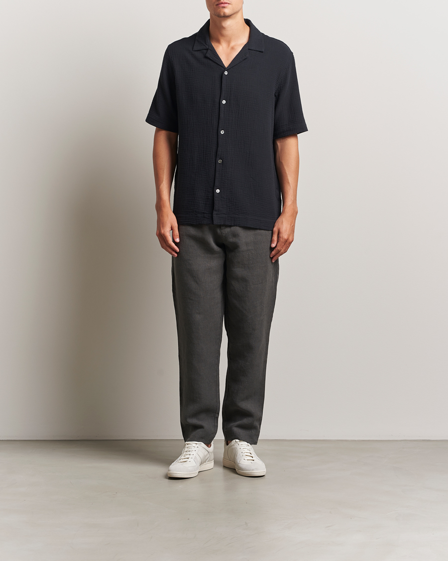 Herr | Skjortor | A Day's March | Clapton Structured Cotton Shirt Off Black