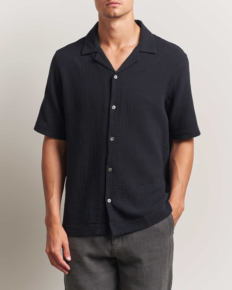 Herr | Skjortor | A Day's March | Clapton Structured Cotton Shirt Off Black