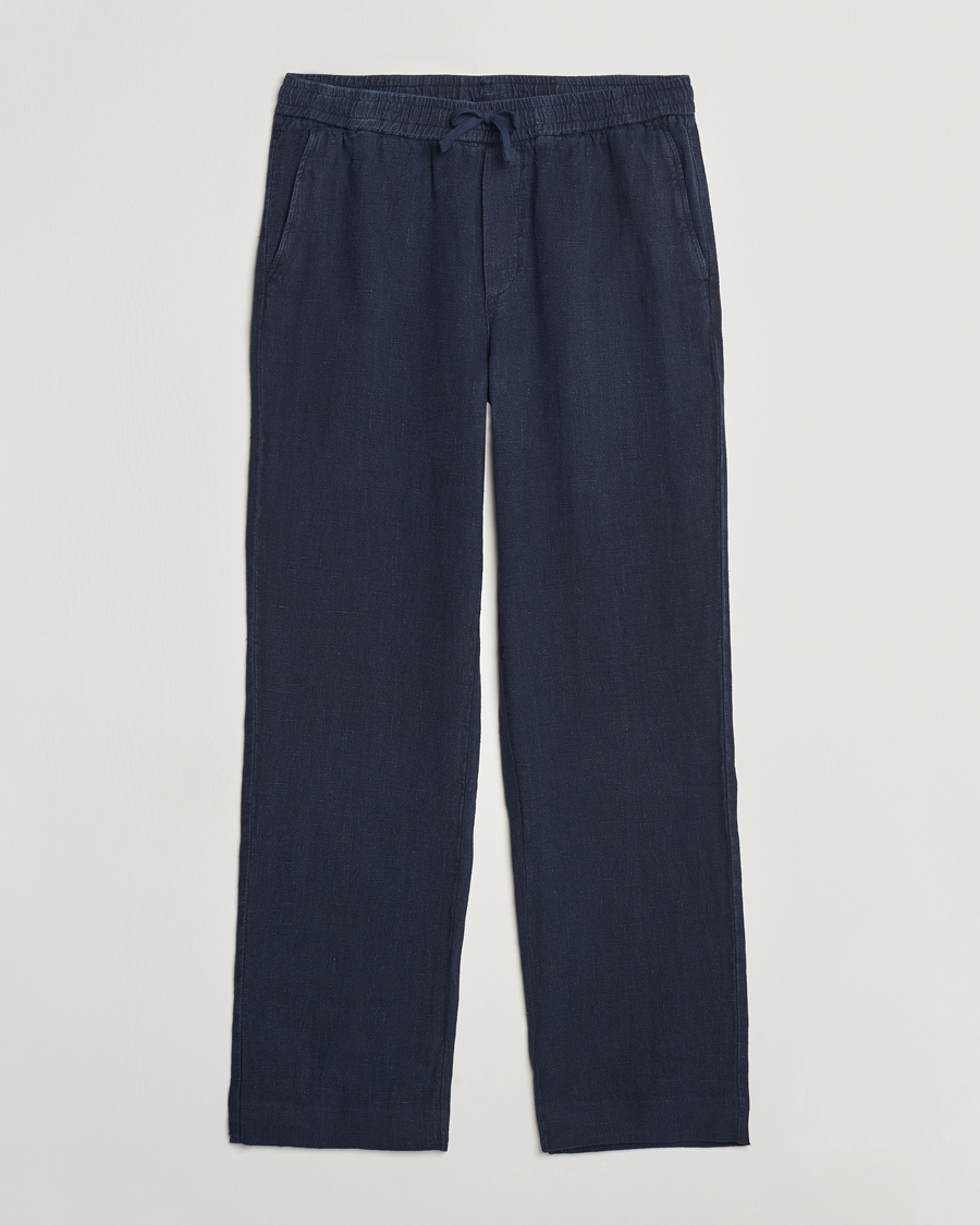 Herr | Byxor | A Day's March | Tamiat Drawstring Linen Trousers Navy