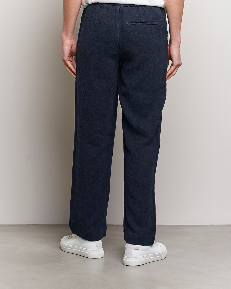 Herr | Byxor | A Day's March | Tamiat Drawstring Linen Trousers Navy