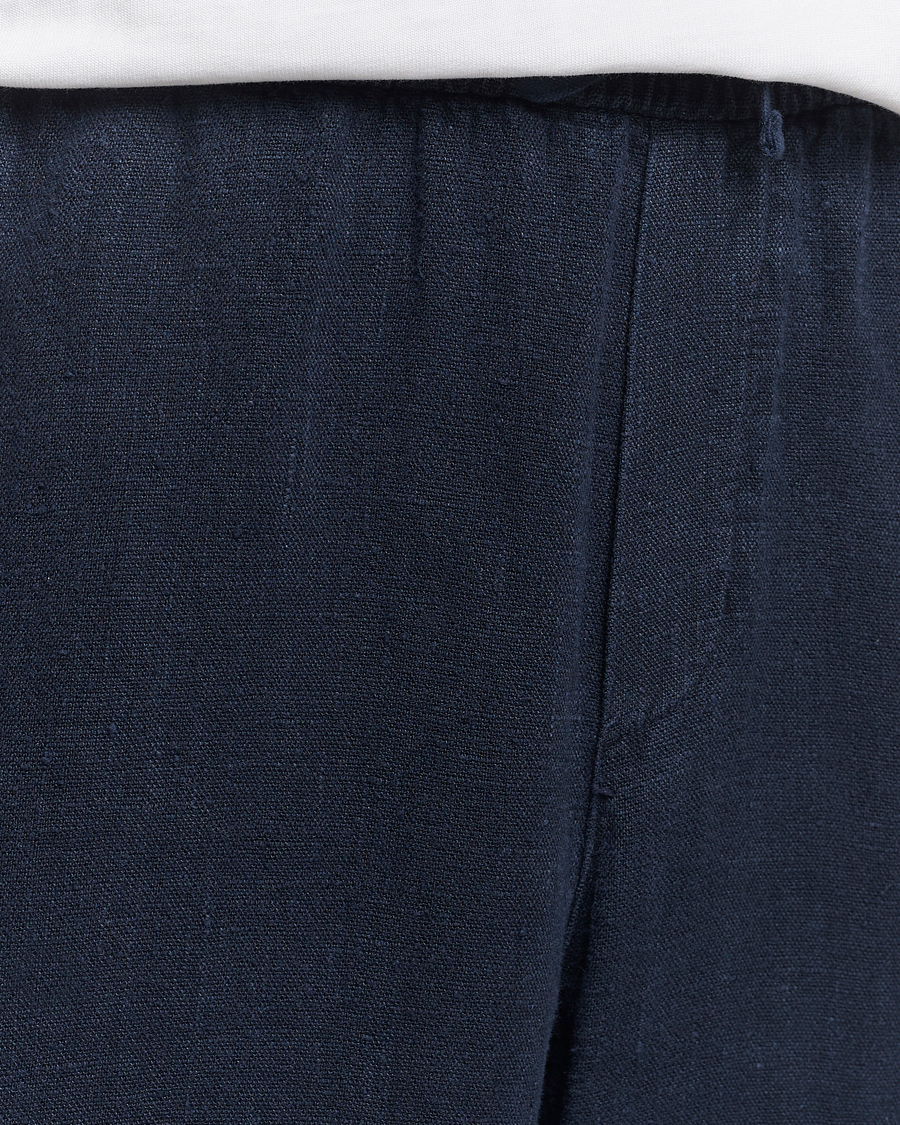 Herr | Byxor | A Day's March | Tamiat Drawstring Linen Trousers Navy