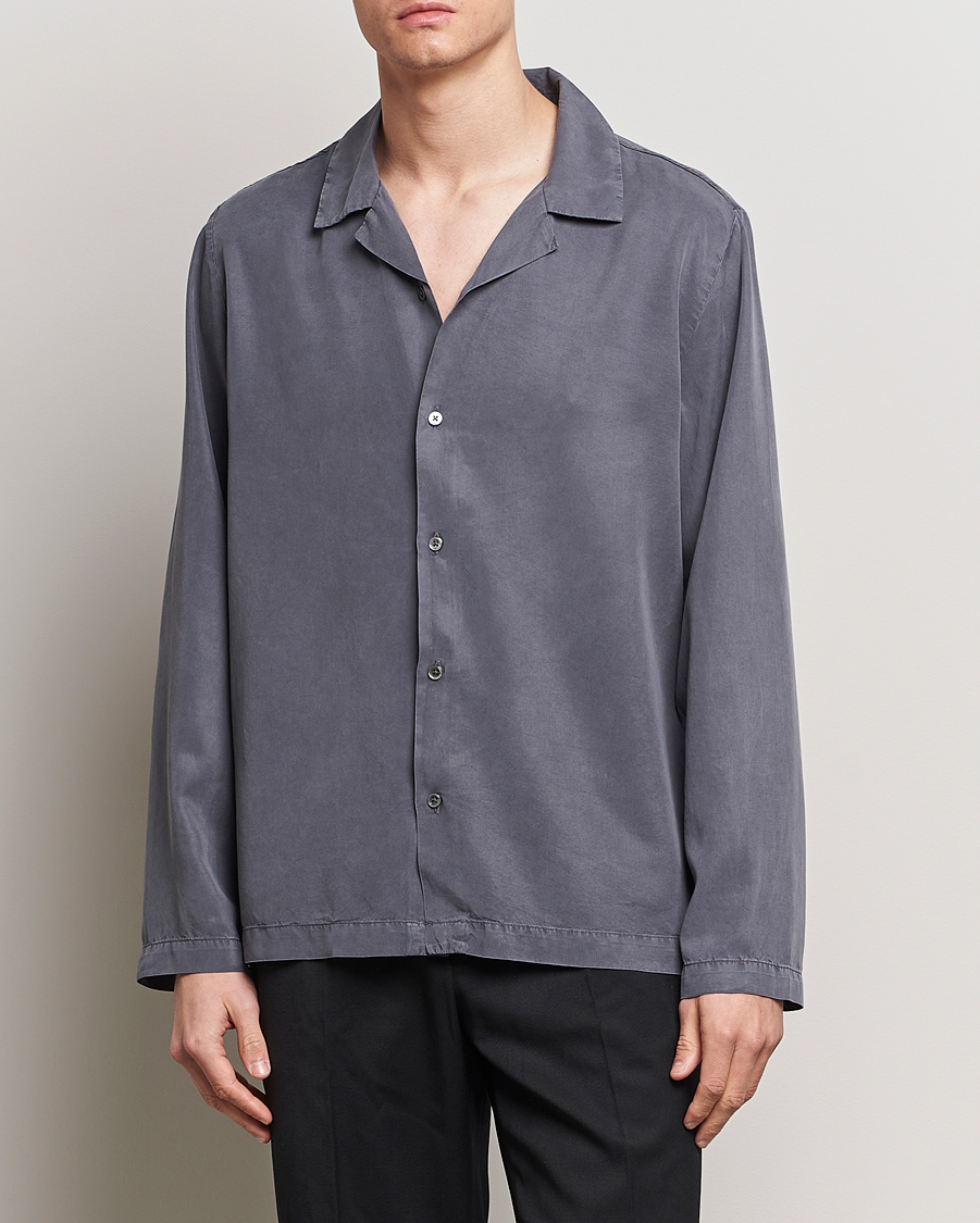 Herr | Contemporary Creators | A Day's March | Chase Camp Collar Lyocell Shirt Dark Grey