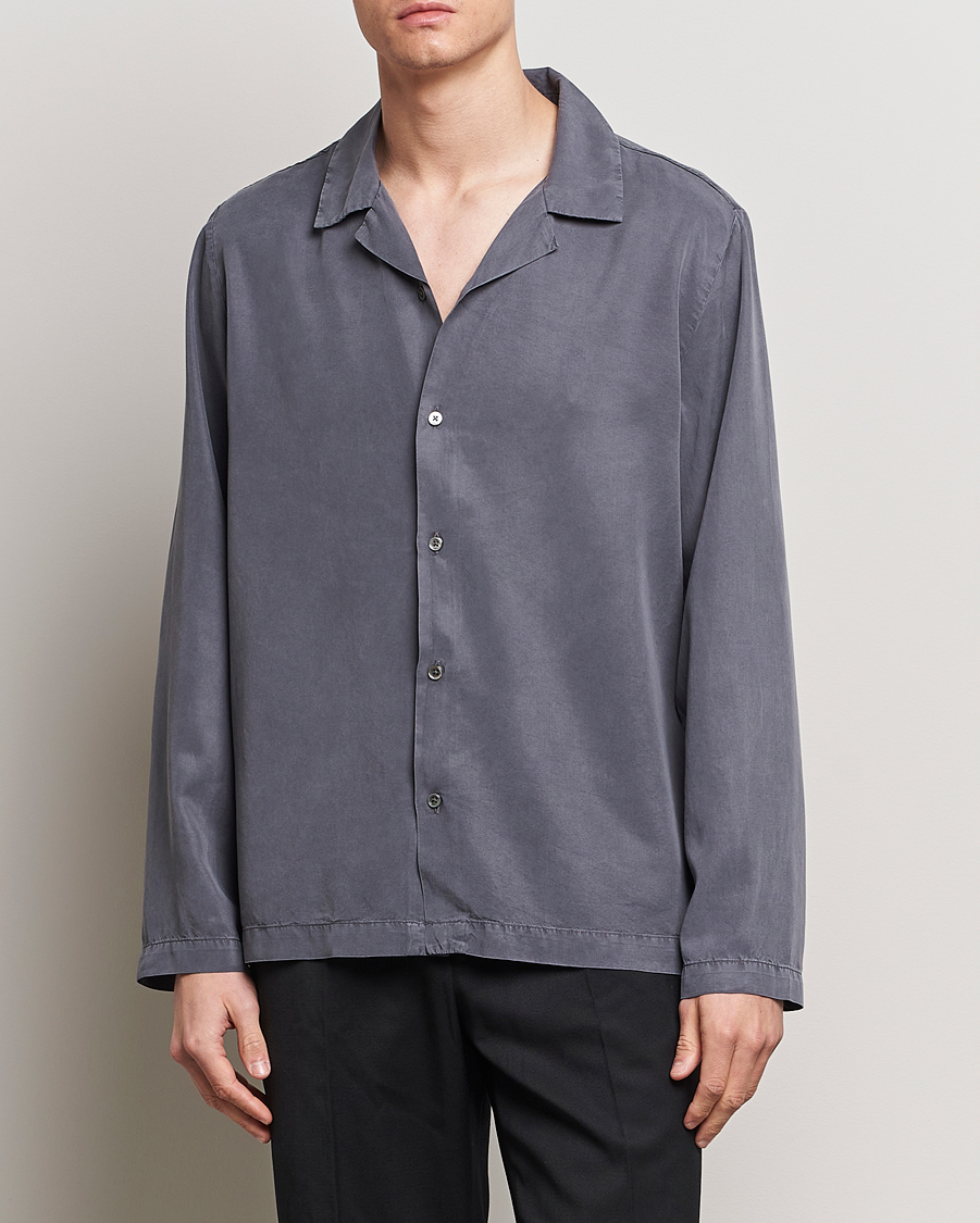 Herr | Skjortor | A Day's March | Chase Camp Collar Lyocell Shirt Dark Grey