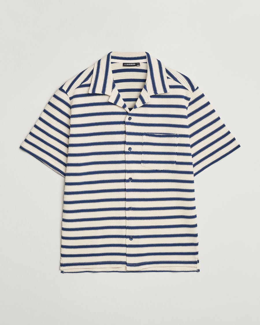 Herr | Skjortor | J.Lindeberg | Tiro Resort Stripe Shirt Estate Blue