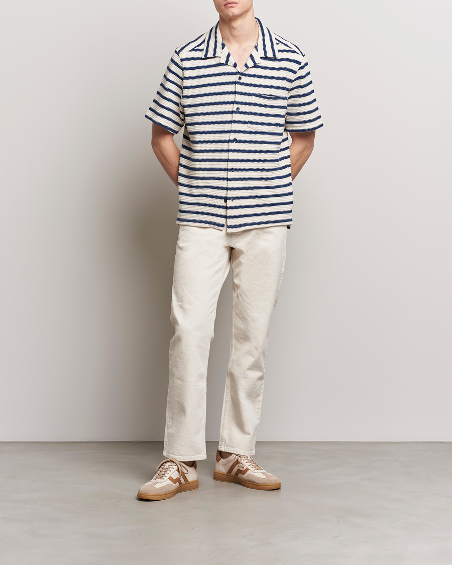 Herr | Skjortor | J.Lindeberg | Tiro Resort Stripe Shirt Estate Blue