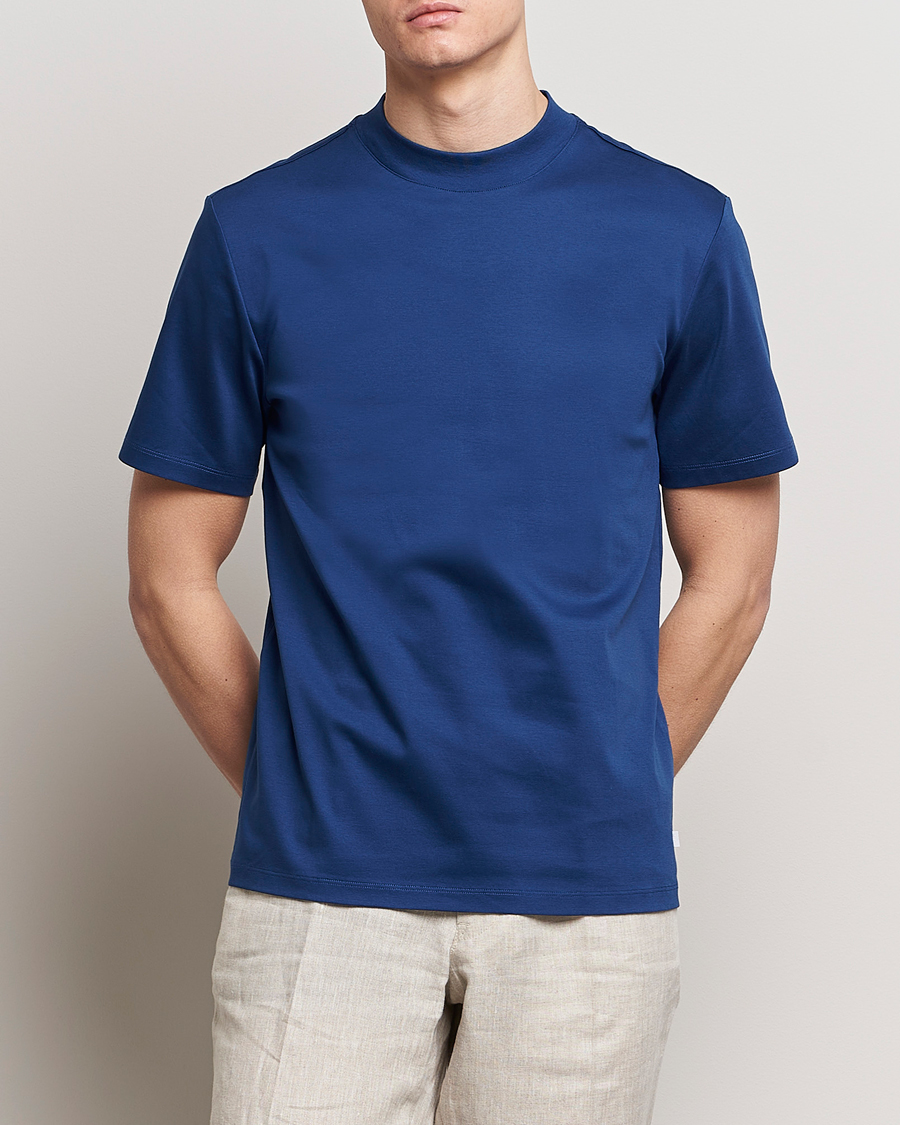 Herr | T-Shirts | J.Lindeberg | Ace Mock Neck T-Shirt Estate Blue