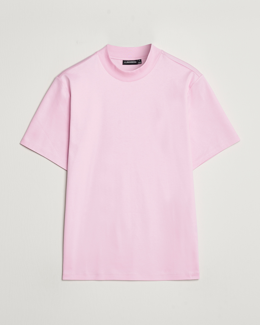 Herr | T-Shirts | J.Lindeberg | Ace Mock Neck T-Shirt Pink Lavender