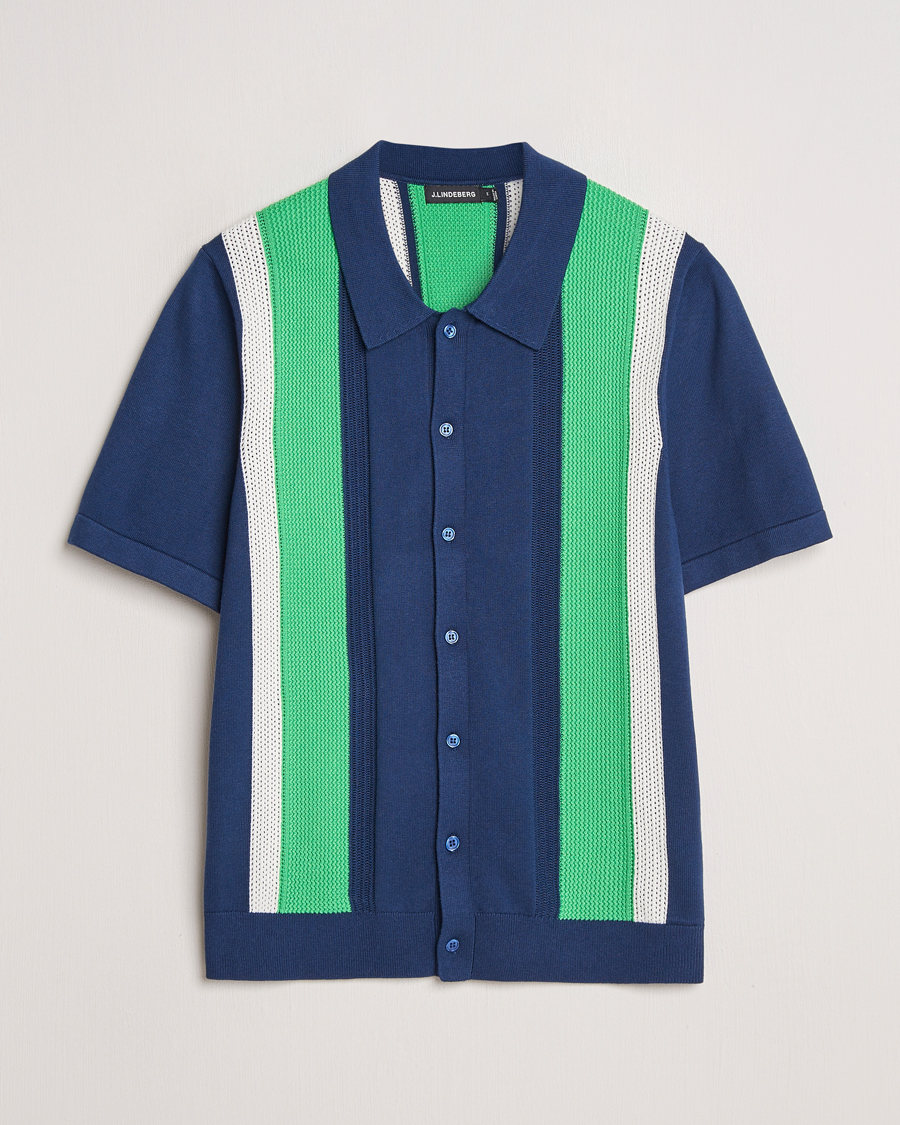 Herr | Skjortor | J.Lindeberg | Reymond Structure Knit Estate Blue