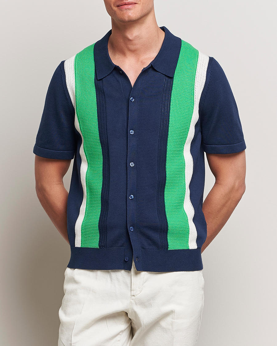 Herr | Skjortor | J.Lindeberg | Reymond Structure Knit Estate Blue