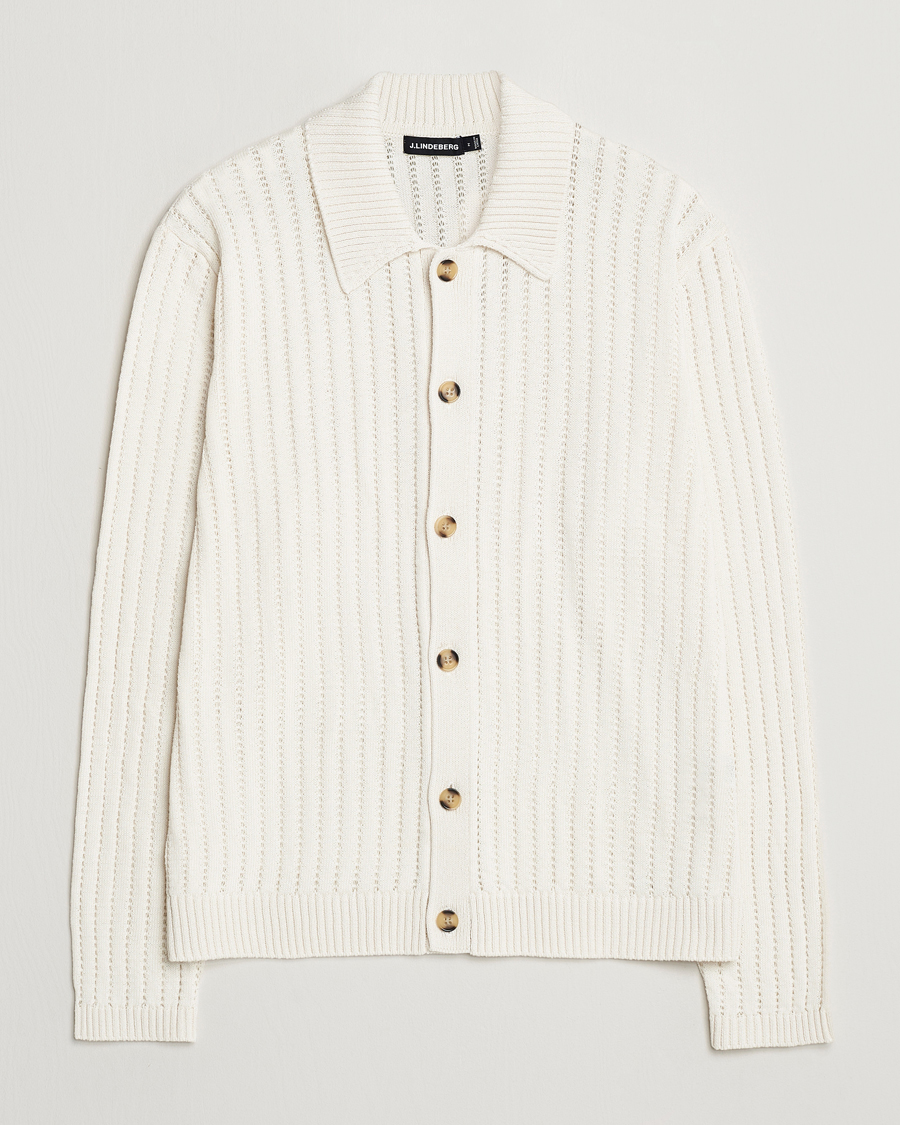 Herr | Tröjor | J.Lindeberg | Edmondo Collar Cardigan Cloud White