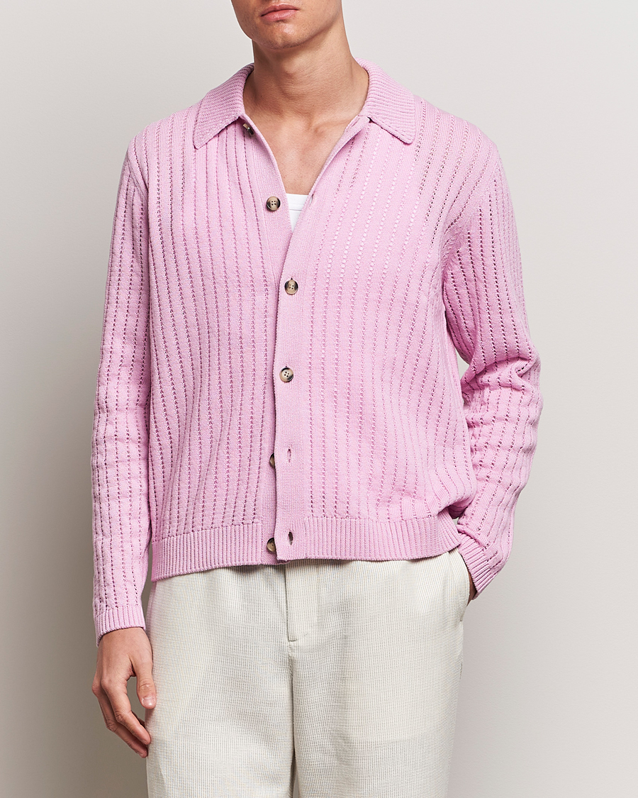 Herr | Tröjor | J.Lindeberg | Edmondo Collar Cardigan Pink Lavender