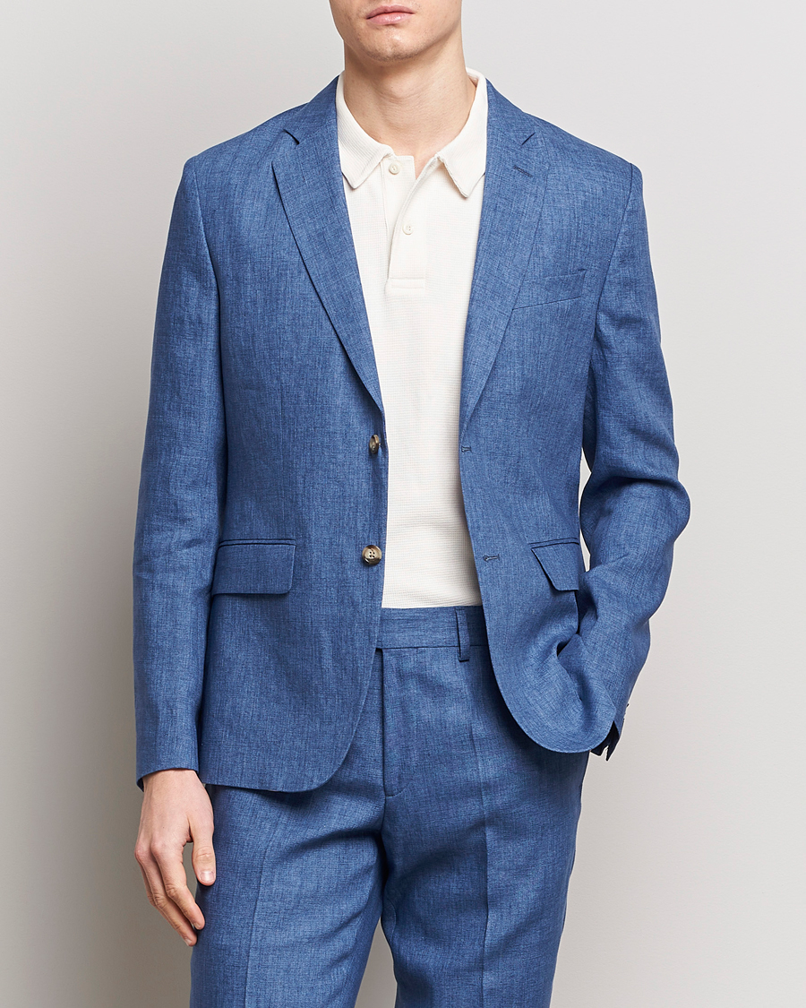 Herr | Kostymkavajer | J.Lindeberg | Hopper U Super Linen Blazer Chambray Blue