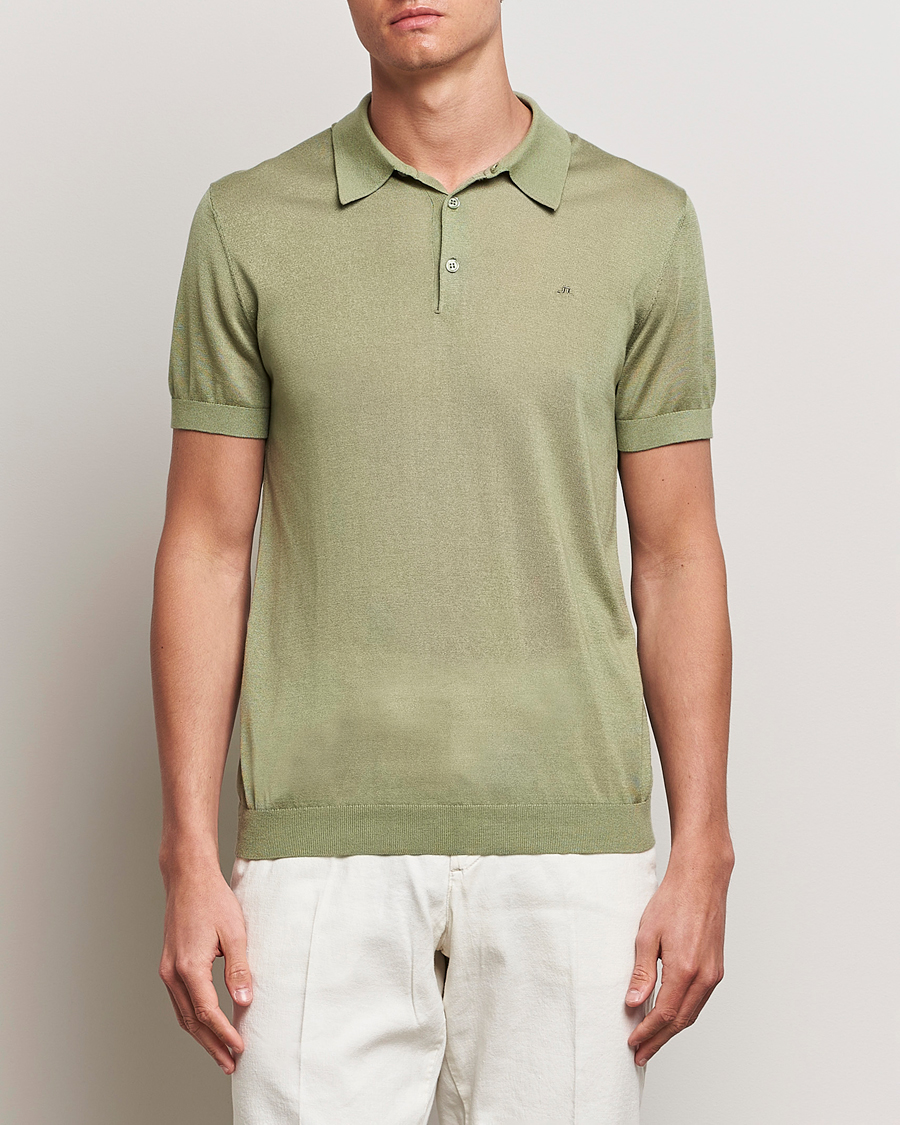 Herr | Pikéer | J.Lindeberg | Ridge Lyocell Silk Polo Oil Green