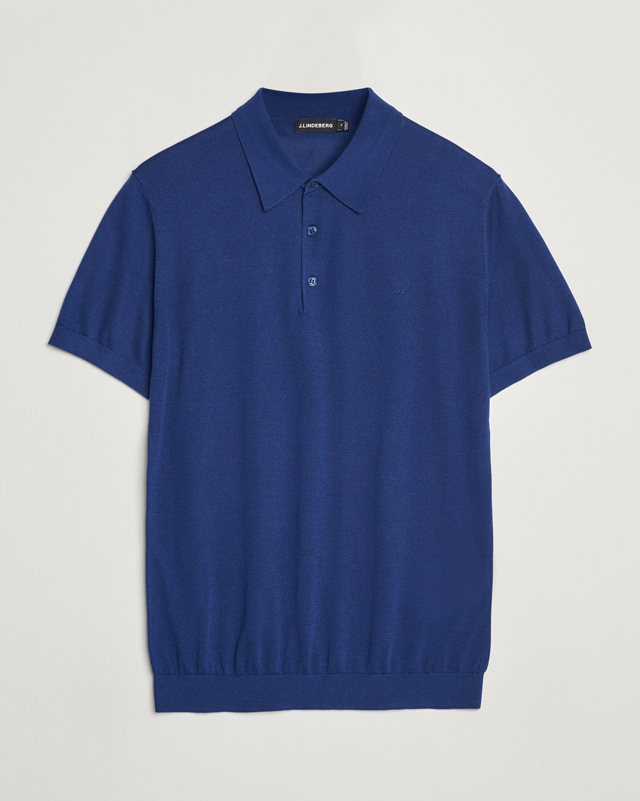 Herr | Pikéer | J.Lindeberg | Ridge Lyocell Silk Polo Estate Blue