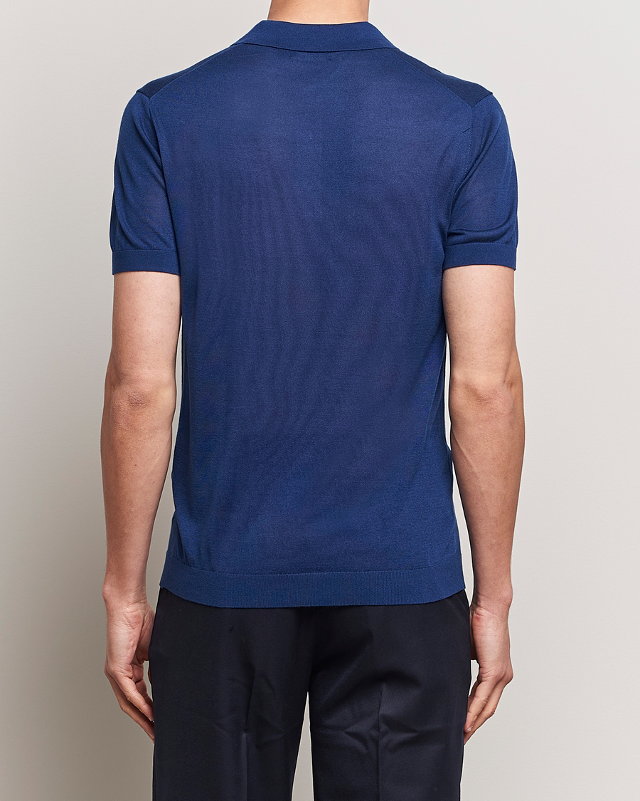 Herr | Pikéer | J.Lindeberg | Ridge Lyocell Silk Polo Estate Blue