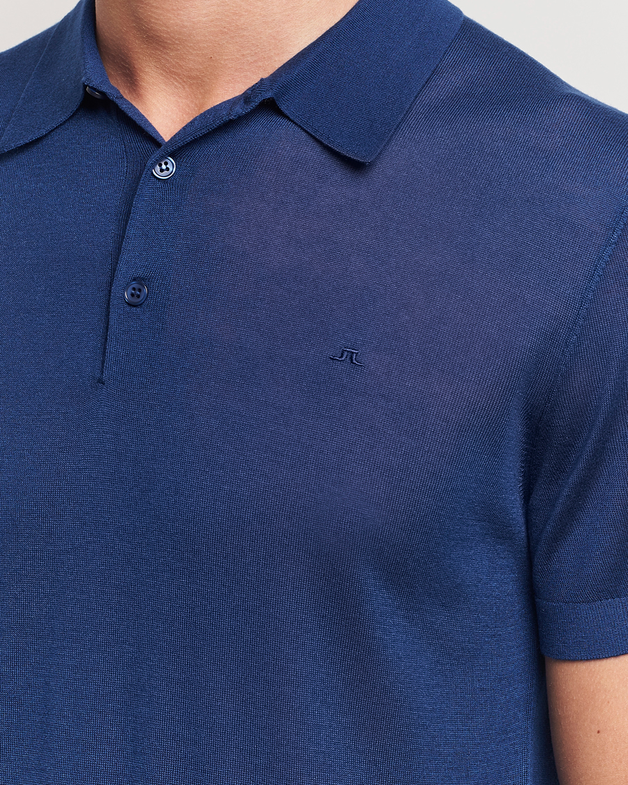 Herr | Pikéer | J.Lindeberg | Ridge Lyocell Silk Polo Estate Blue