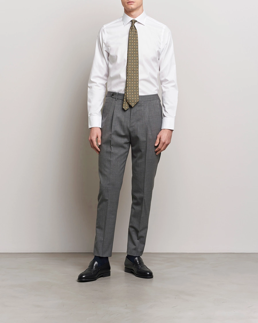 Herr | Formella | Oscar Jacobson | Slim Fit Cut Away Non Iron Twill Optical White