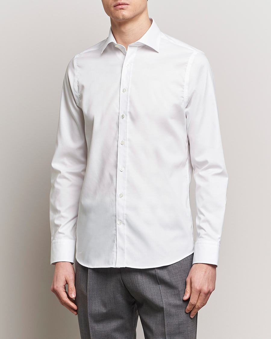 Herr | Skjortor | Oscar Jacobson | Slim Fit Cut Away Non Iron Twill Optical White