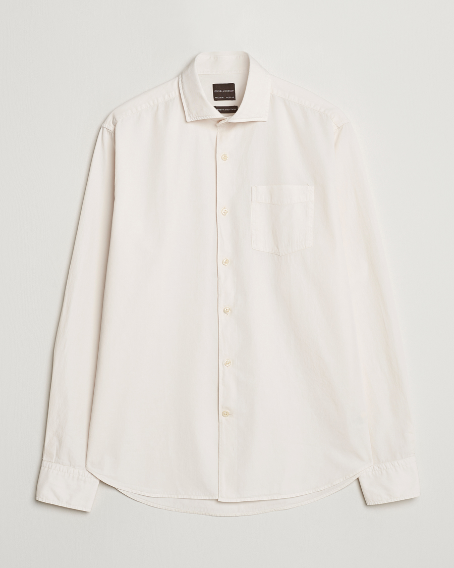 Herr | Skjortor | Oscar Jacobson | Reg Fit Wide Spread C GD Twill Ecru White