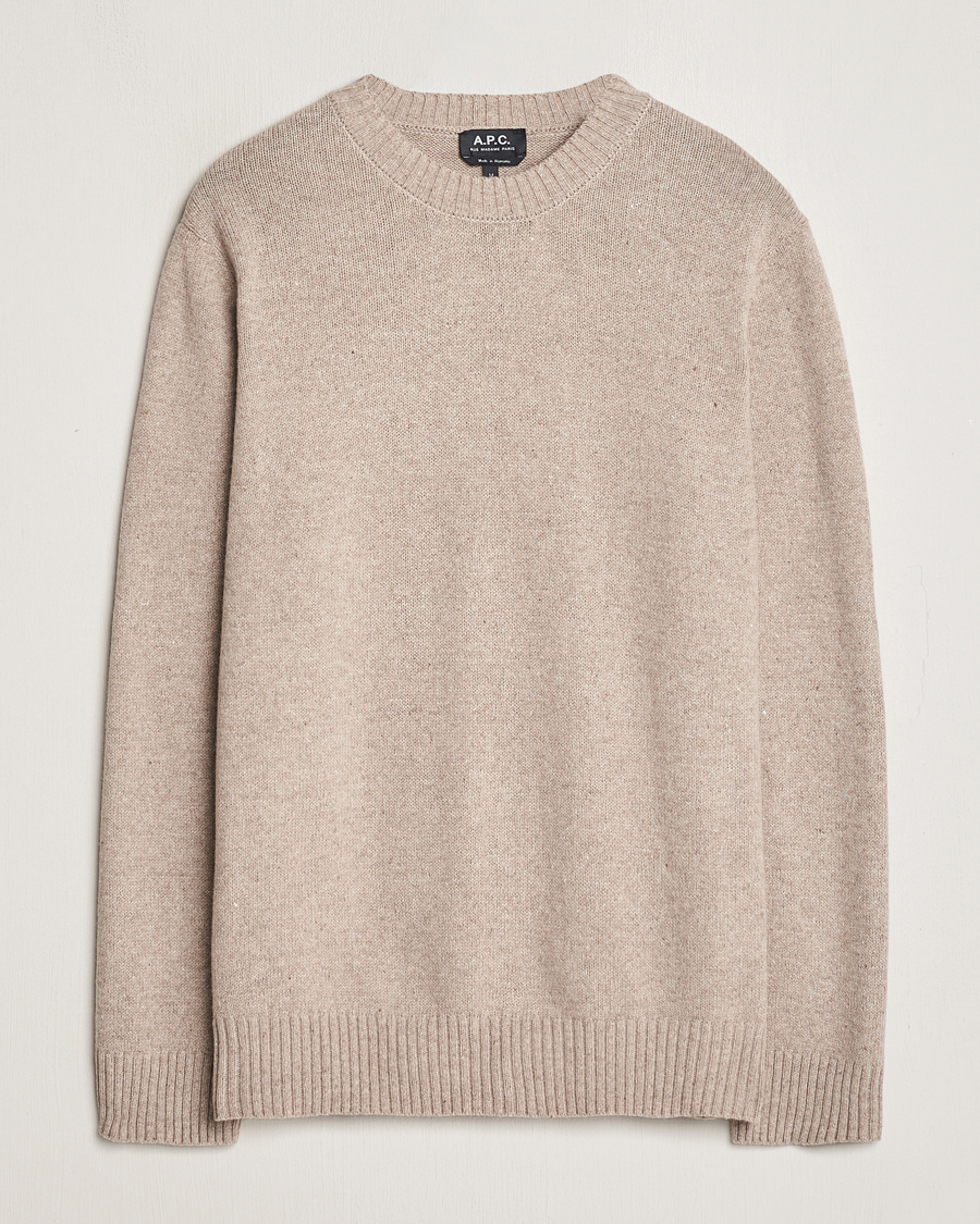Herr | Tröjor | A.P.C. | Pull Lucien Wool Knitted Sweater Beige