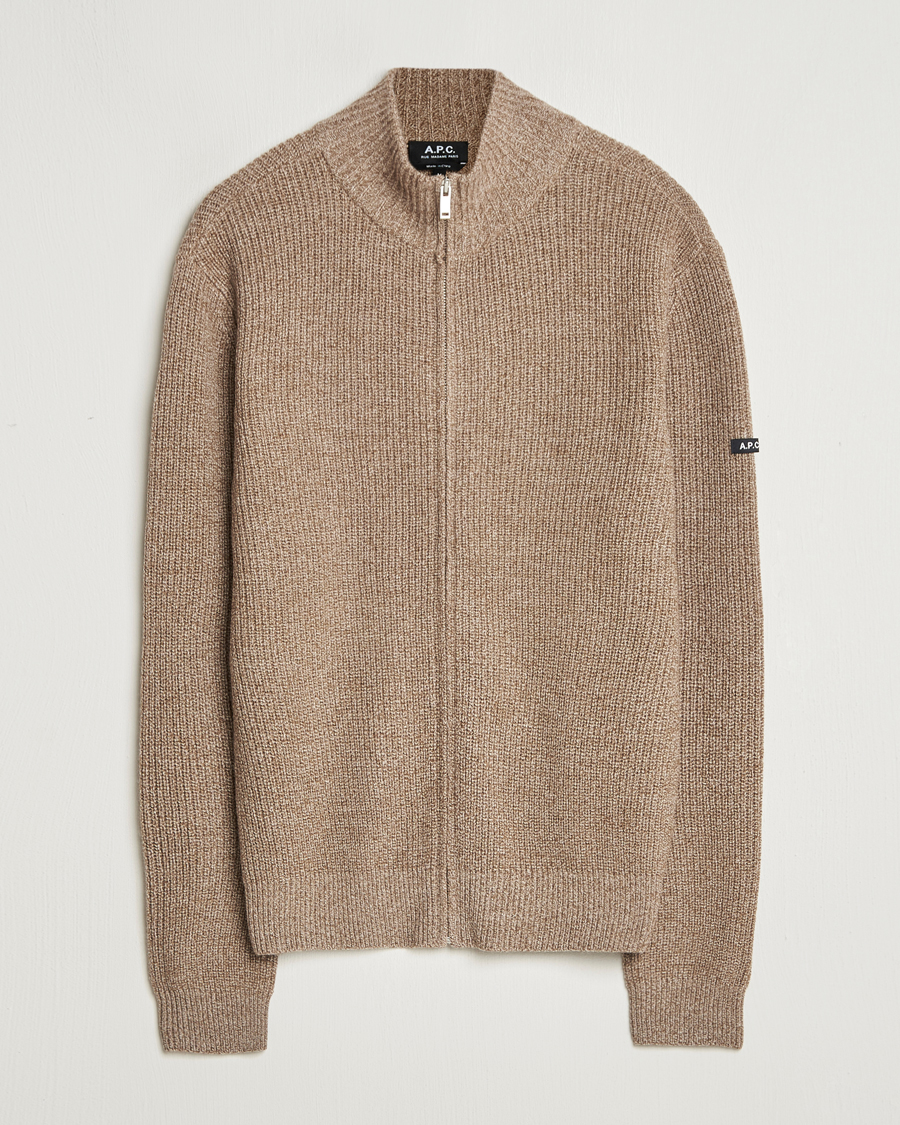 Herr | Tröjor | A.P.C. | Heath Merino Wool Cardigan Marron Chine