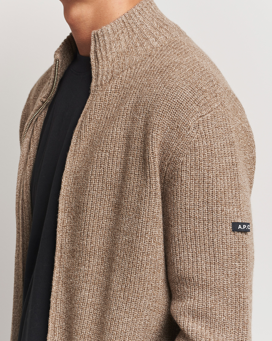 Herr | Tröjor | A.P.C. | Heath Merino Wool Cardigan Marron Chine