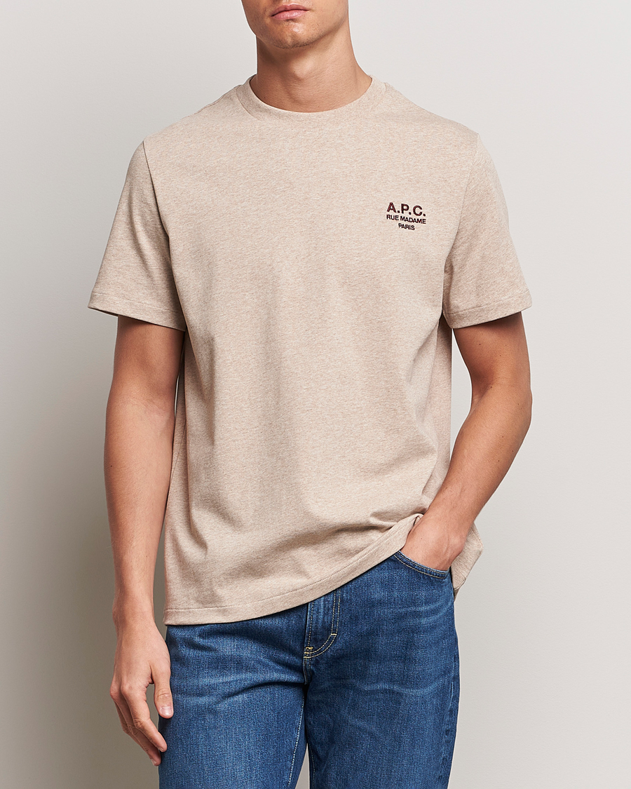 Herr | Kortärmade t-shirts | A.P.C. | Rue Madame T-Shirt Beige Chine