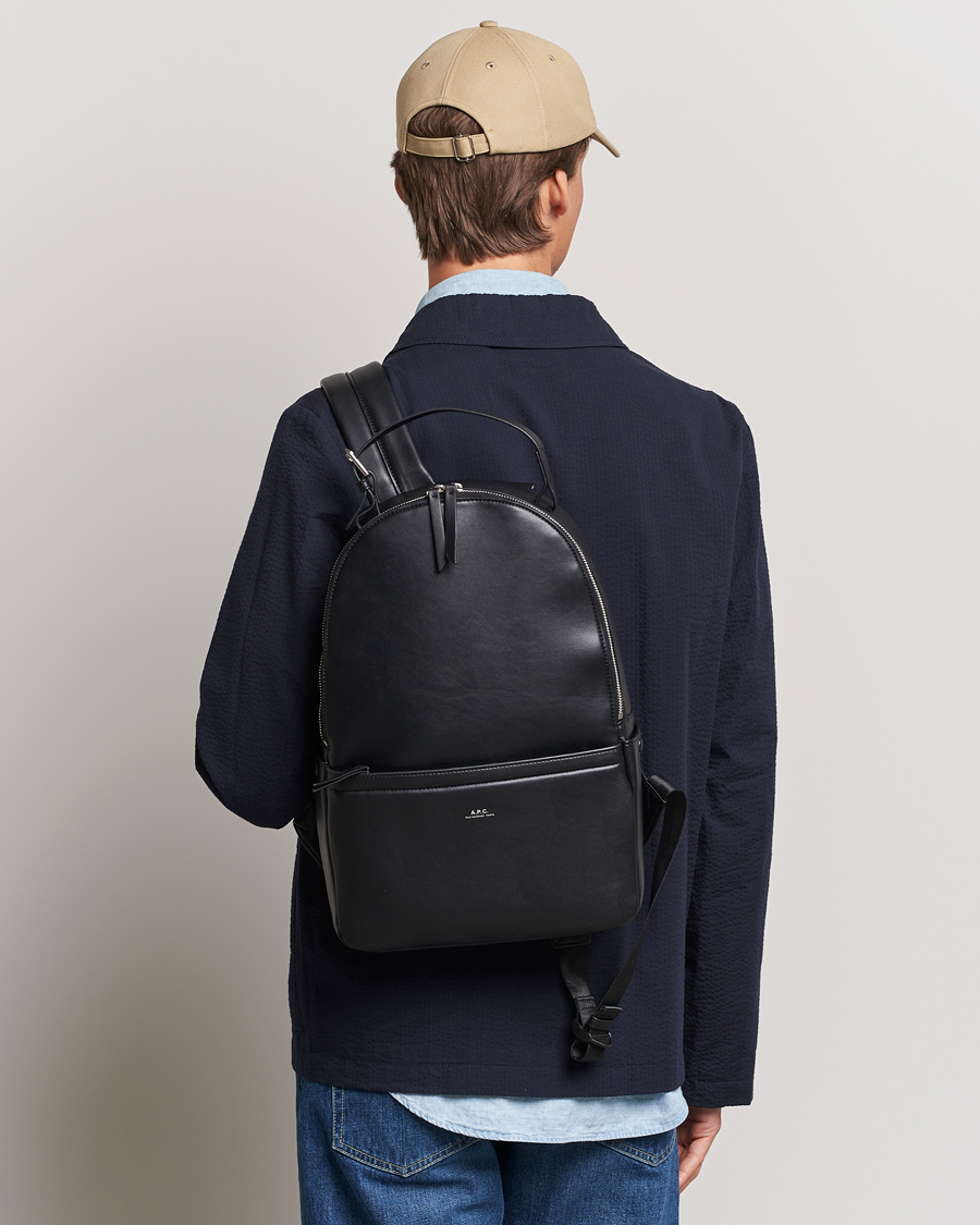 Herr | Accessoarer | A.P.C. | Sac Leather Backpack Black