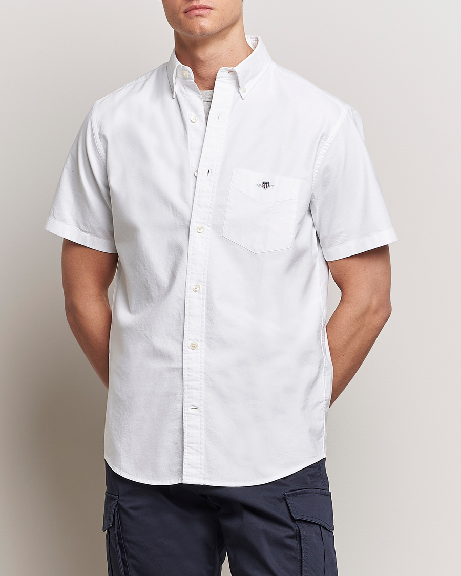 Herr | Skjortor | GANT | Regular Short Sleeve Oxford Shirt White