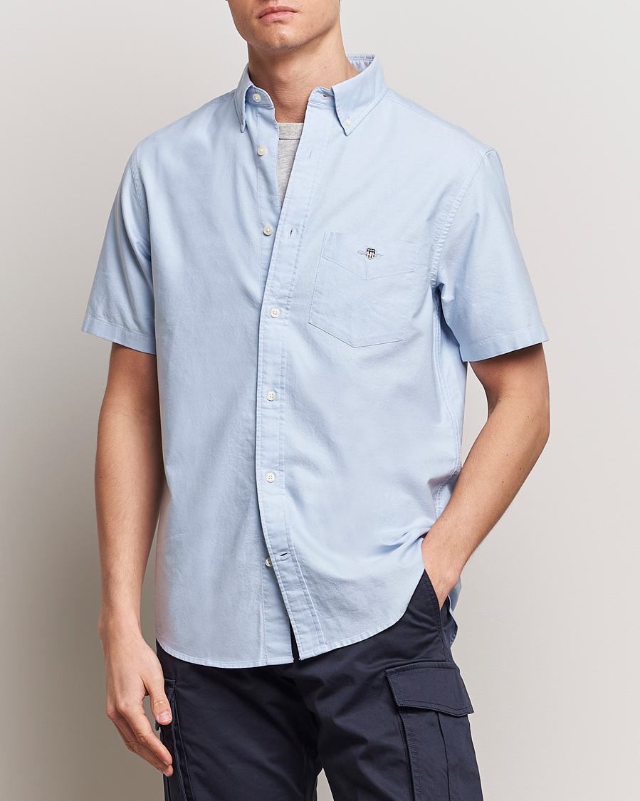 Herr |  | GANT | Regular Short Sleeve Oxford Shirt Light Blue