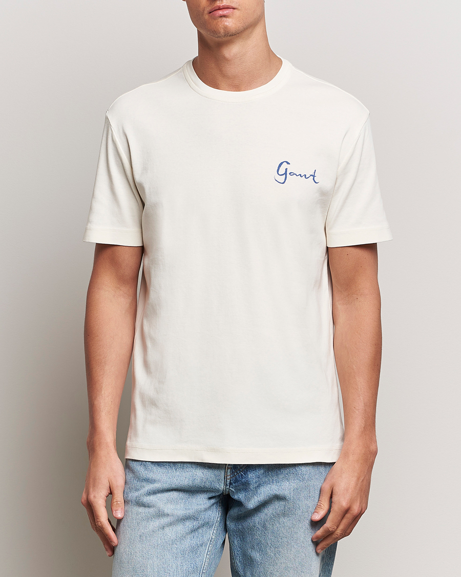 Herr | Preppy Authentic | GANT | Graphic Printed T-Shirt Cream