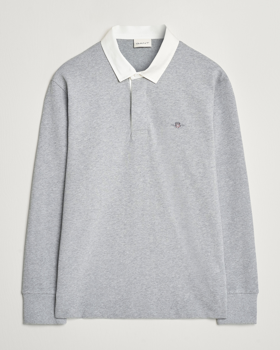 Herr | Tröjor | GANT | Reg Shield Heavy Rugger Grey Melange