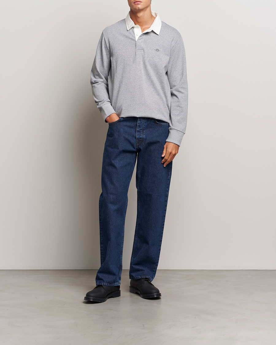 Herr | Tröjor | GANT | Reg Shield Heavy Rugger Grey Melange