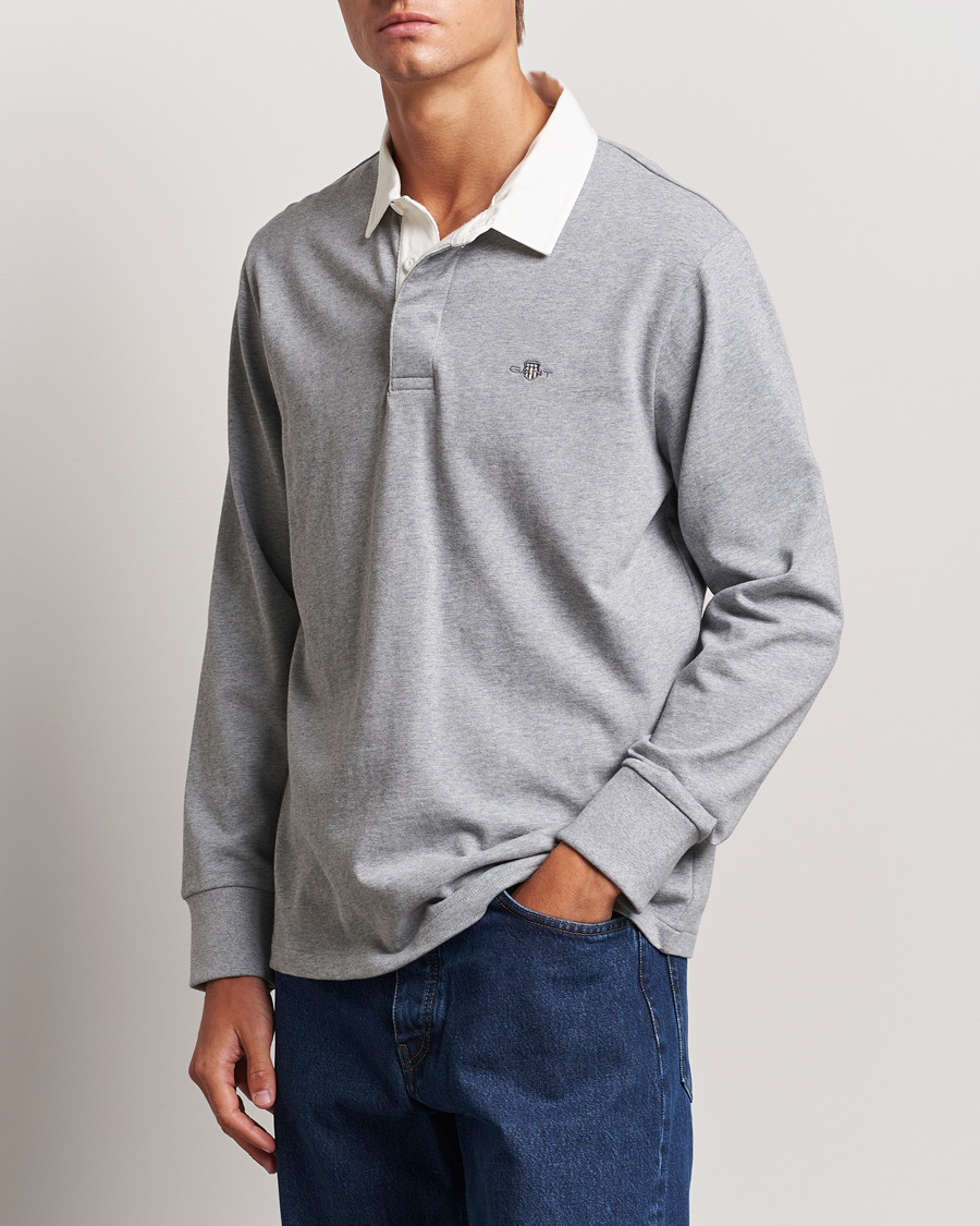 Herr | Tröjor | GANT | Reg Shield Heavy Rugger Grey Melange