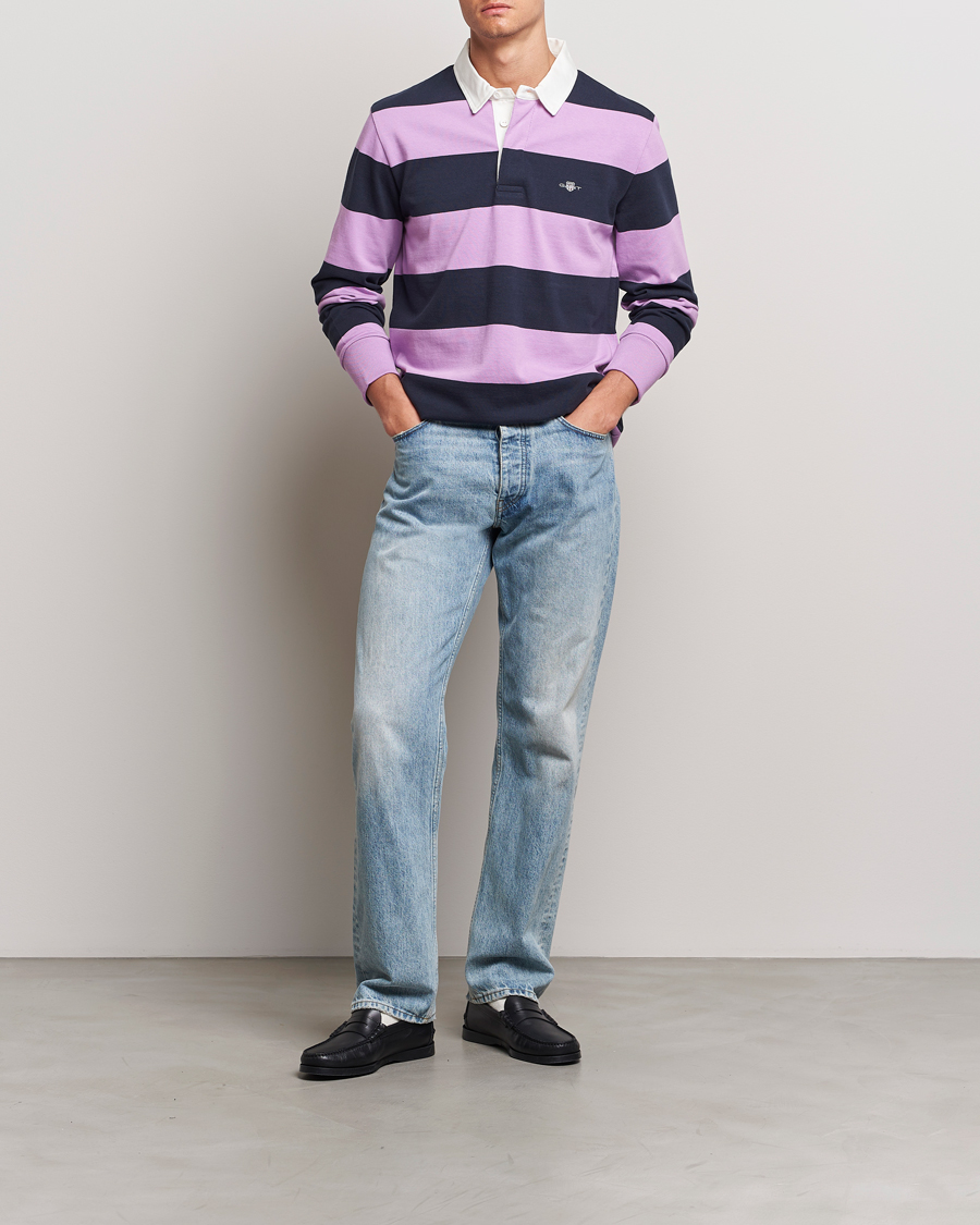 Herr | Tröjor | GANT | Reg Shield Striped Heavy Rugger Orchid Lilac