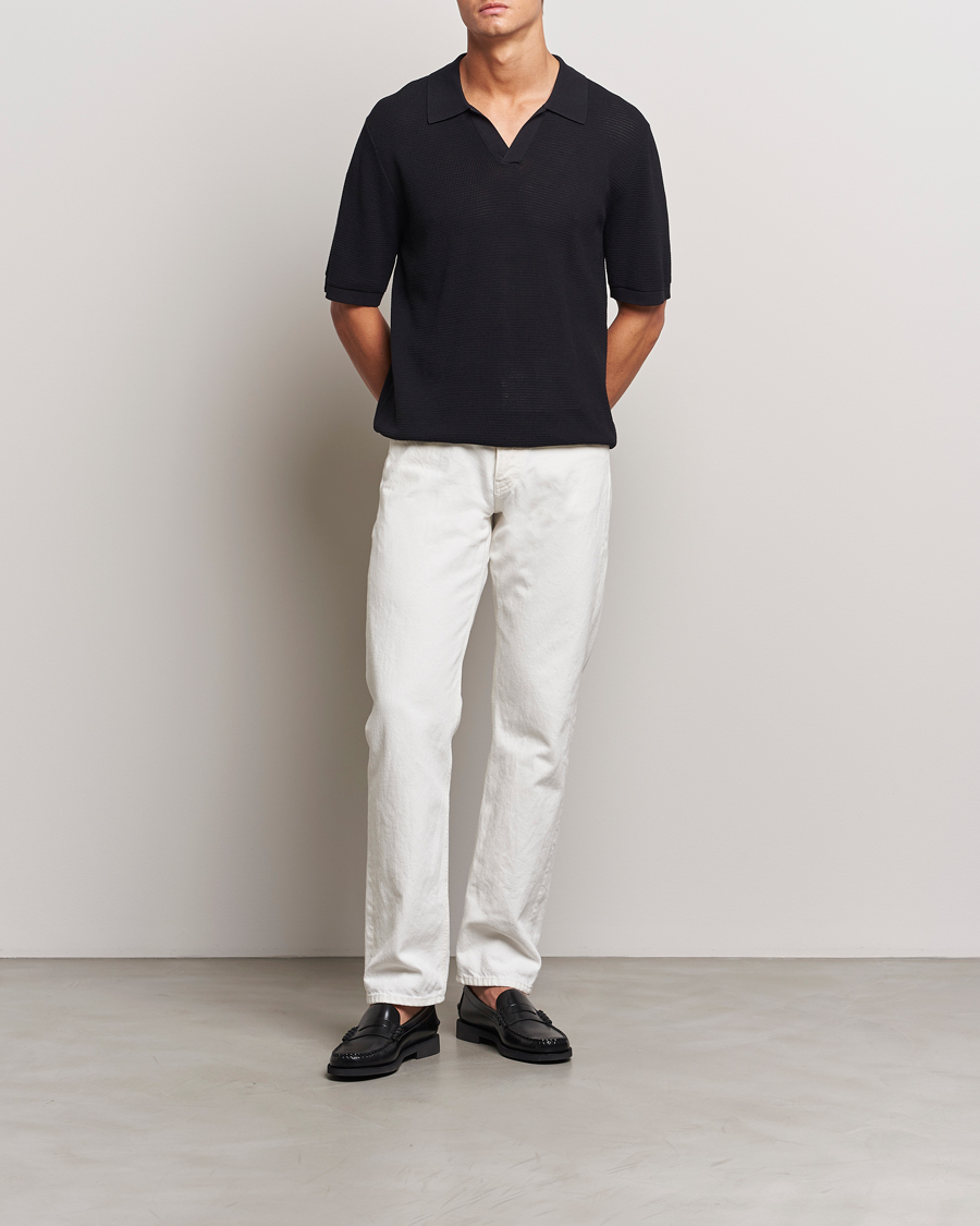Herr | Pikéer | GANT | Open Knit Short Sleeve Polo Black