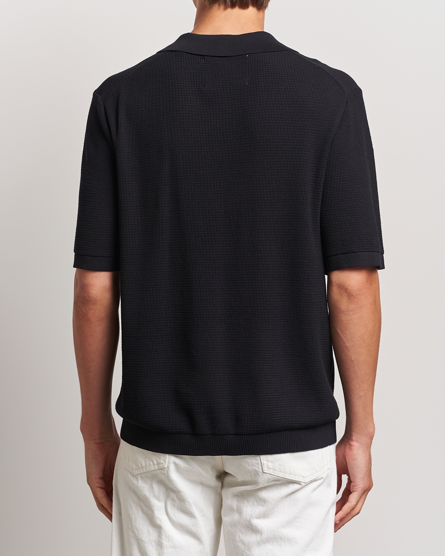Herr | Pikéer | GANT | Open Knit Short Sleeve Polo Black