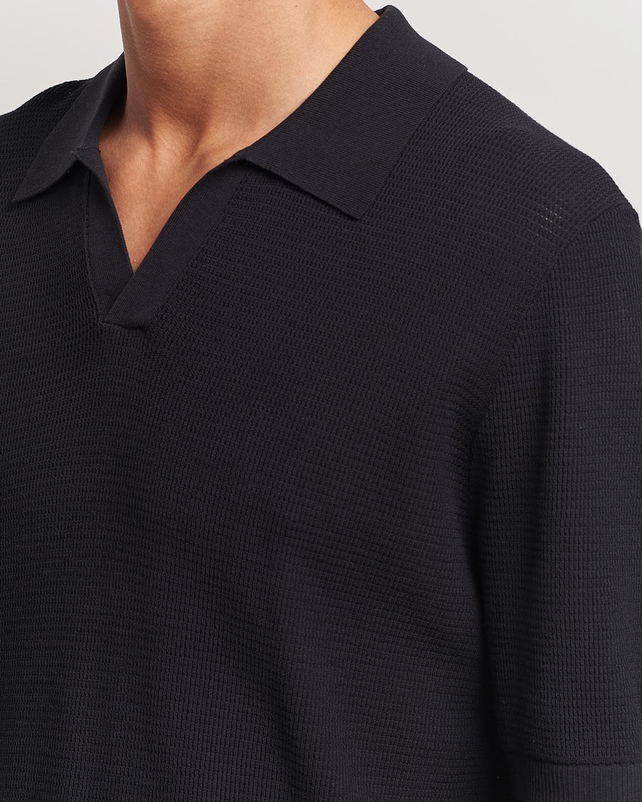 Herr | Pikéer | GANT | Open Knit Short Sleeve Polo Black