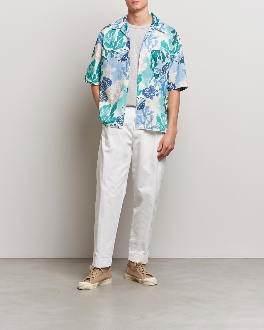 Herr | Skjortor | Gant | Camp Collar Sea Print Short Sleeve Shirt Rich Blue