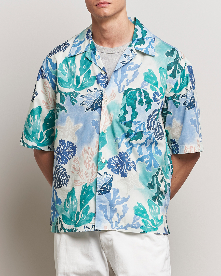 Herr | Skjortor | Gant | Camp Collar Sea Print Short Sleeve Shirt Rich Blue