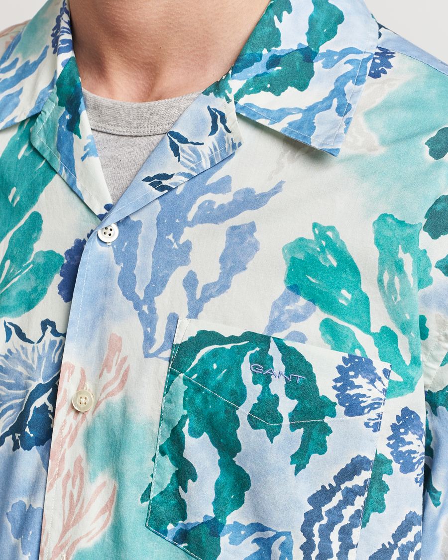 Herr | Skjortor | Gant | Camp Collar Sea Print Short Sleeve Shirt Rich Blue