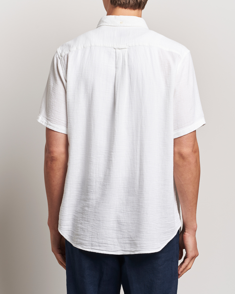 Herr | Skjortor | GANT | Cotton/Linen Texture Short Sleeve Shirt White