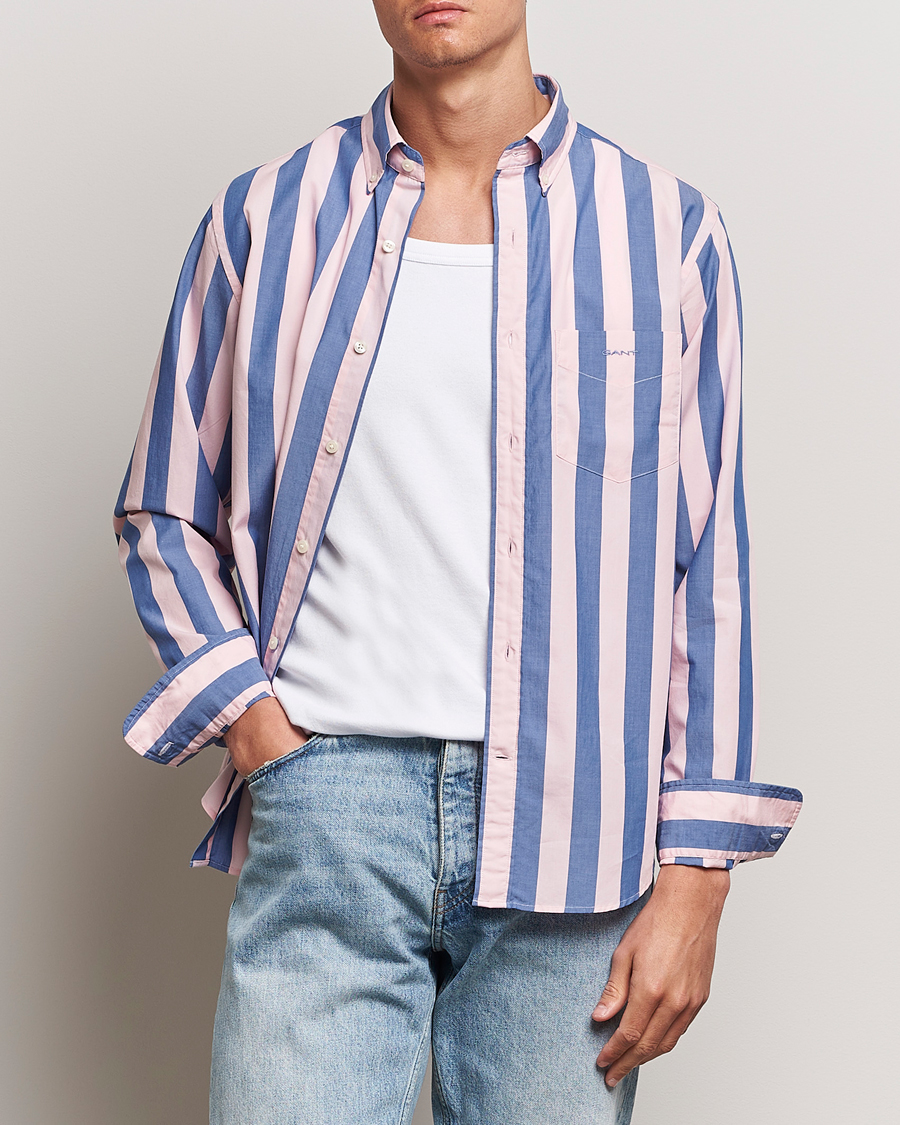 Herr | Preppy Authentic | GANT | Reg Poplin Parasol Stripe Shirt Blushing Pink