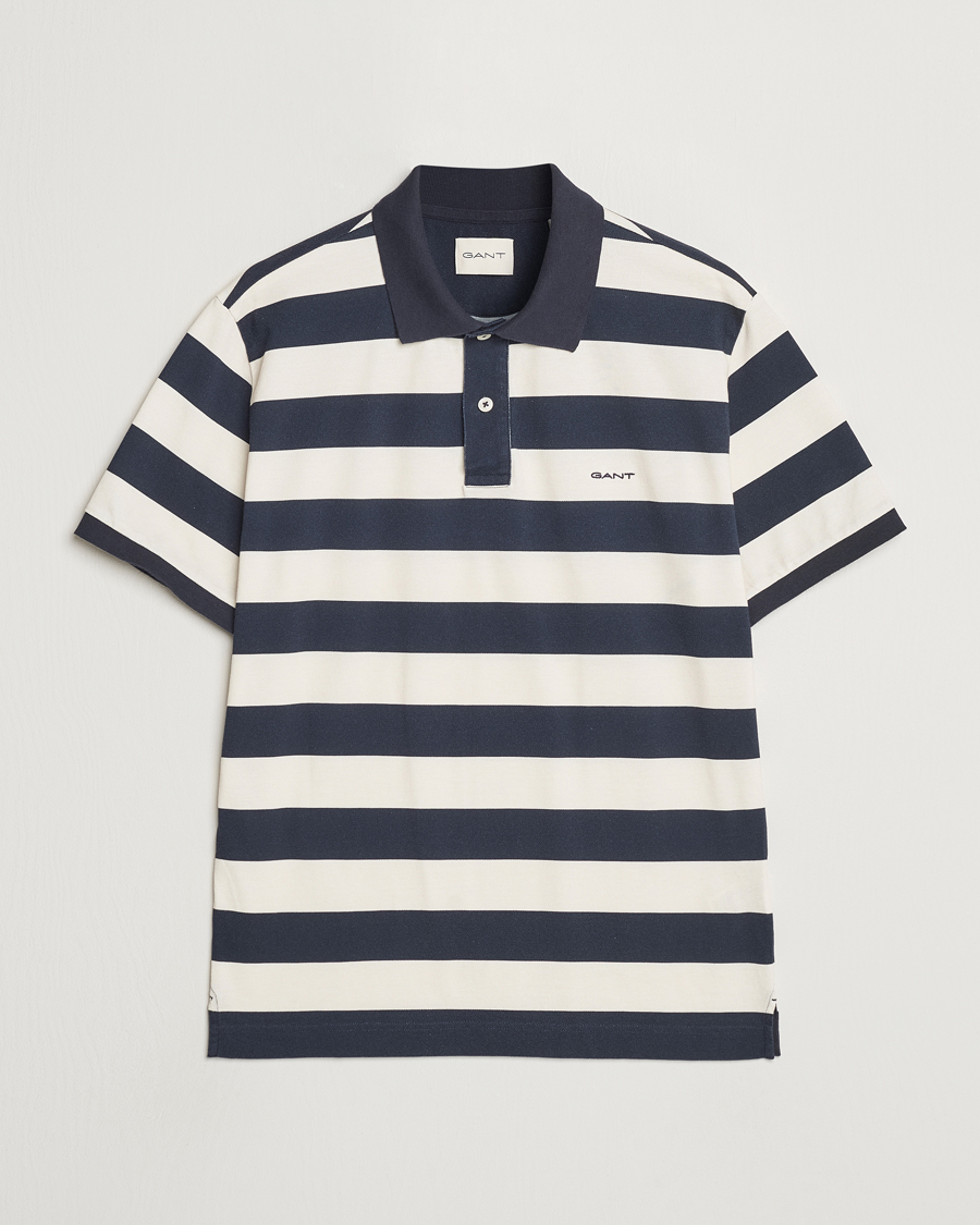 Herr | Pikéer | GANT | Heavy Washed Striped Polo Evening Blue