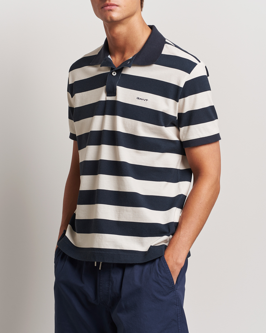 Herr | Pikéer | GANT | Heavy Washed Striped Polo Evening Blue