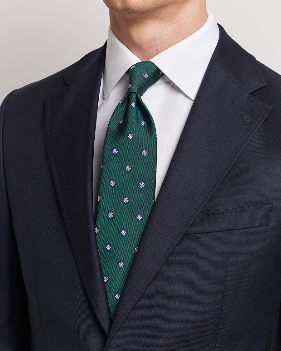 Herr | Avdelningar | E. Marinella | 3-Fold Jacquard Silk Tie Dark Green