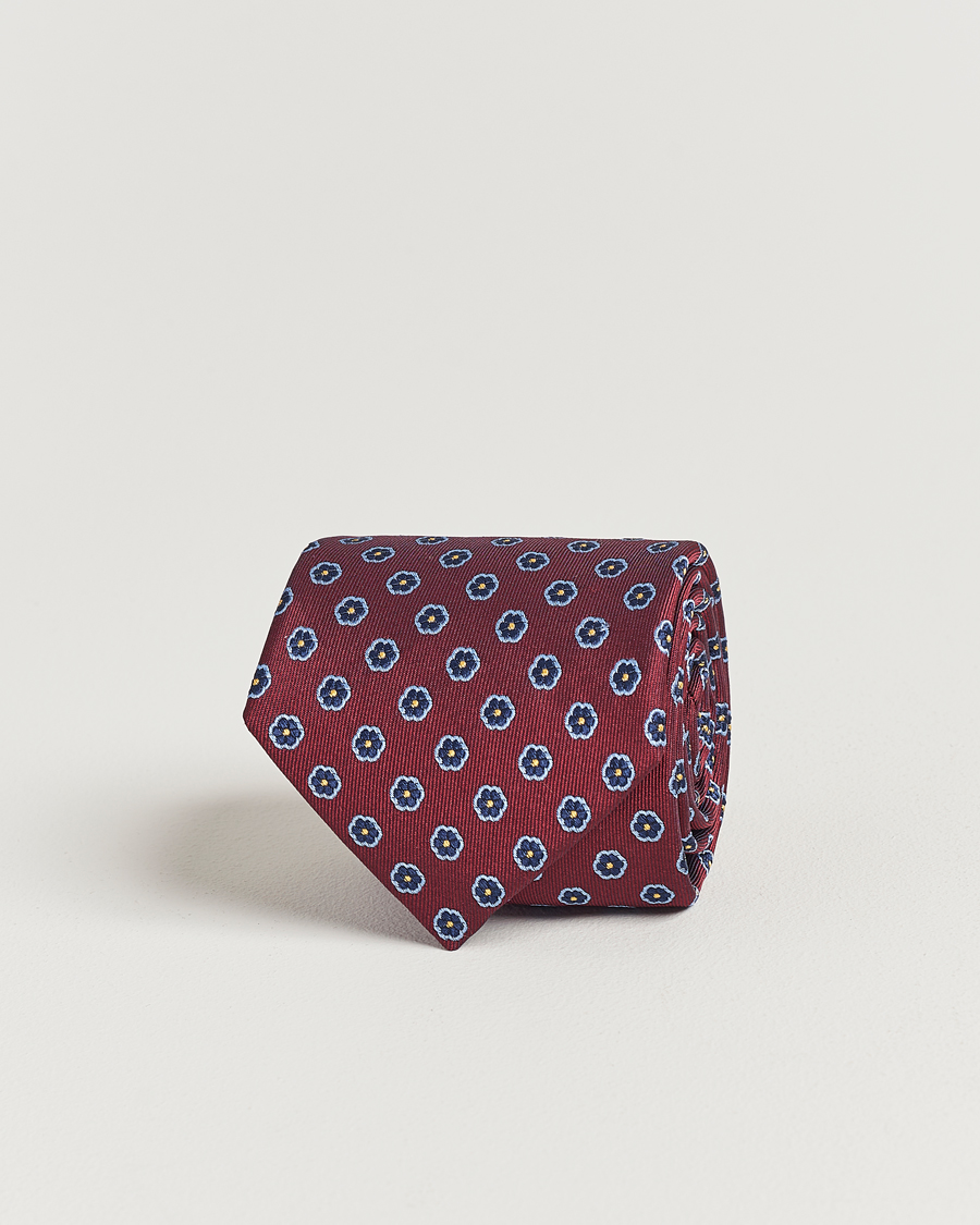 Herr | E. Marinella 3-Fold Jacquard Silk Tie Burgundy | E. Marinella | 3-Fold Jacquard Silk Tie Burgundy