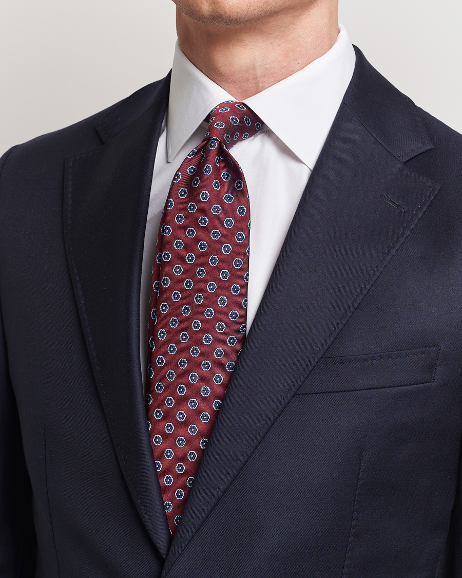 Herr | Avdelningar | E. Marinella | 3-Fold Jacquard Silk Tie Burgundy