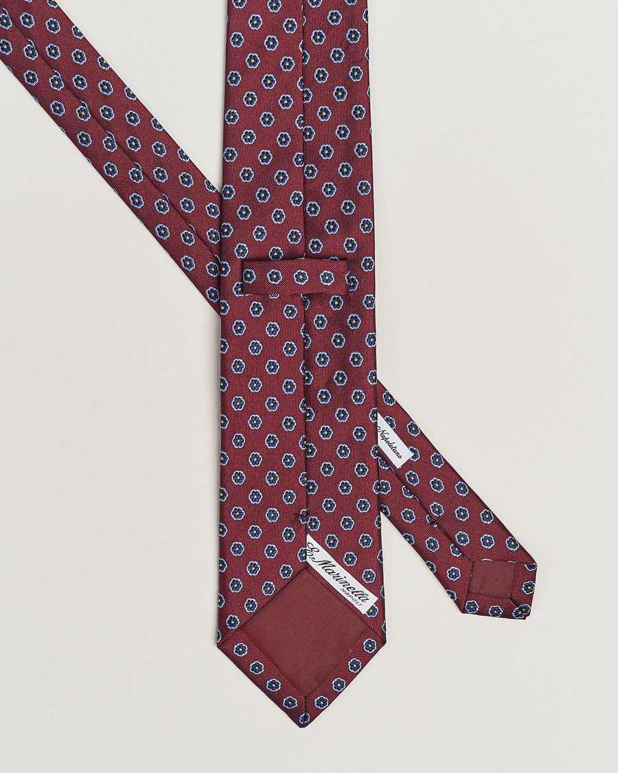 Herr | Slipsar | E. Marinella | 3-Fold Jacquard Silk Tie Burgundy