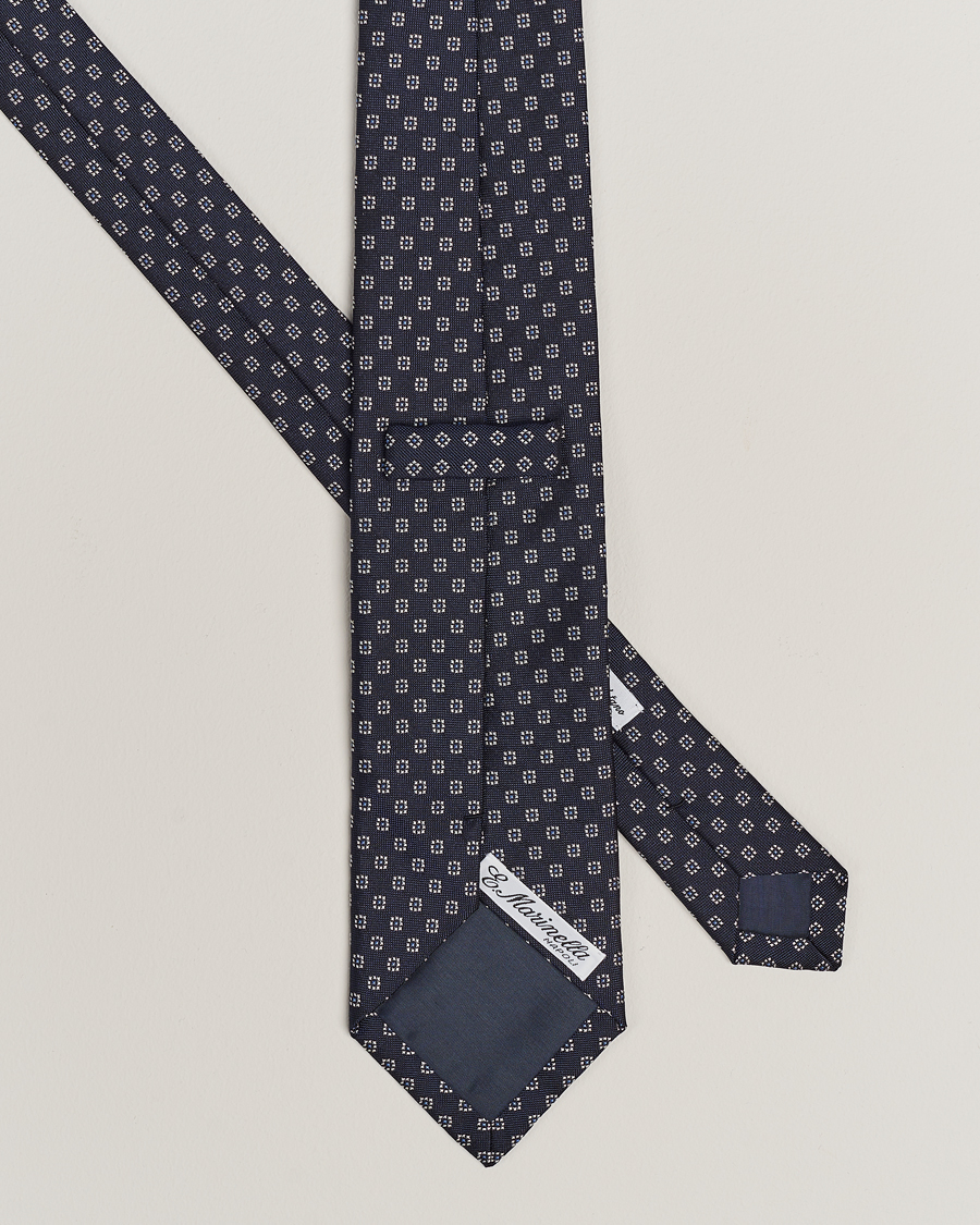 Herr | Slipsar | E. Marinella | 3-Fold Jacquard Silk Tie Navy